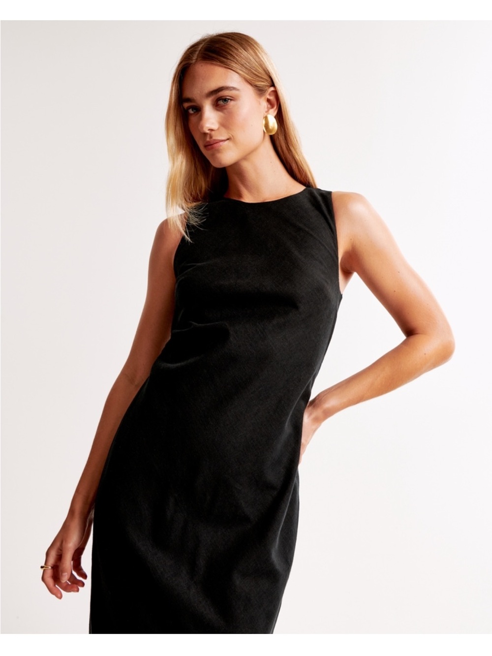 NWT Abercrombie High-Neck Linen-Blend Maxi Dress - Picture 4 of 5